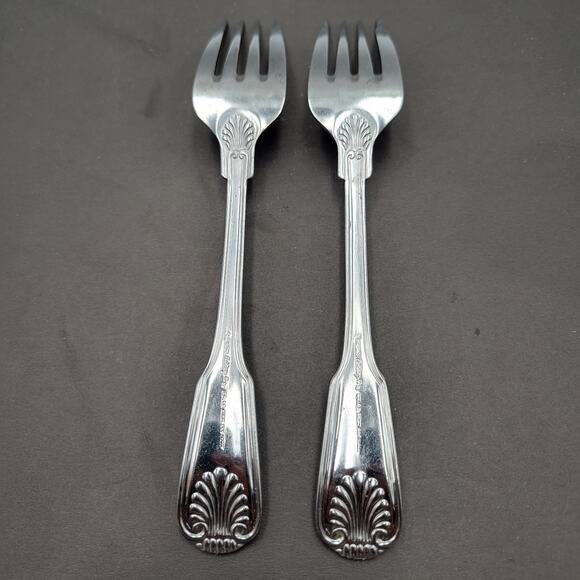 Towle London Shell Salad Dessert Fork JAPAN Stainless Flatware Set Of 2 VTG - Picture 3 of 5